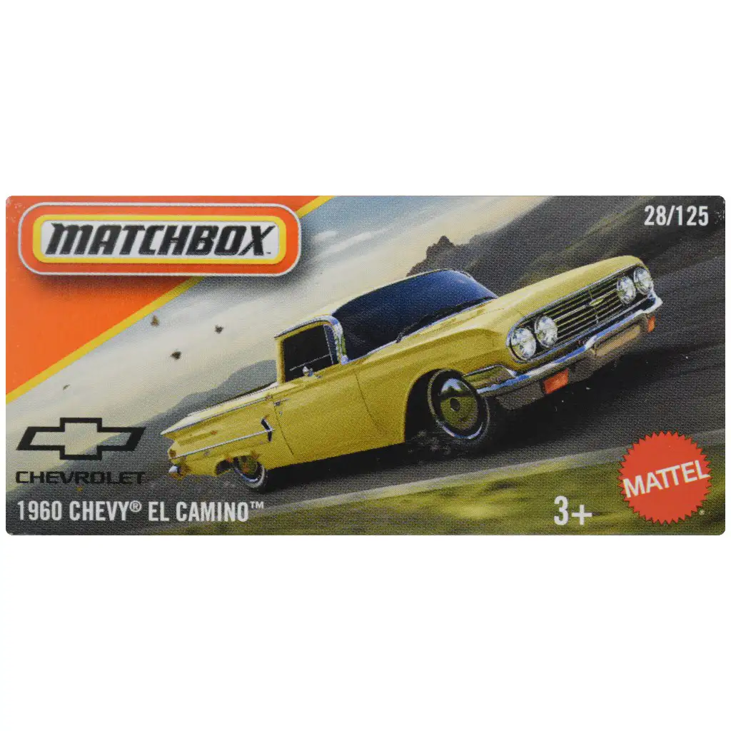 Matchbox: Pappschachtel 1960 Chevy El Camino gelbes Spielzeugauto 1/64 - Mattel