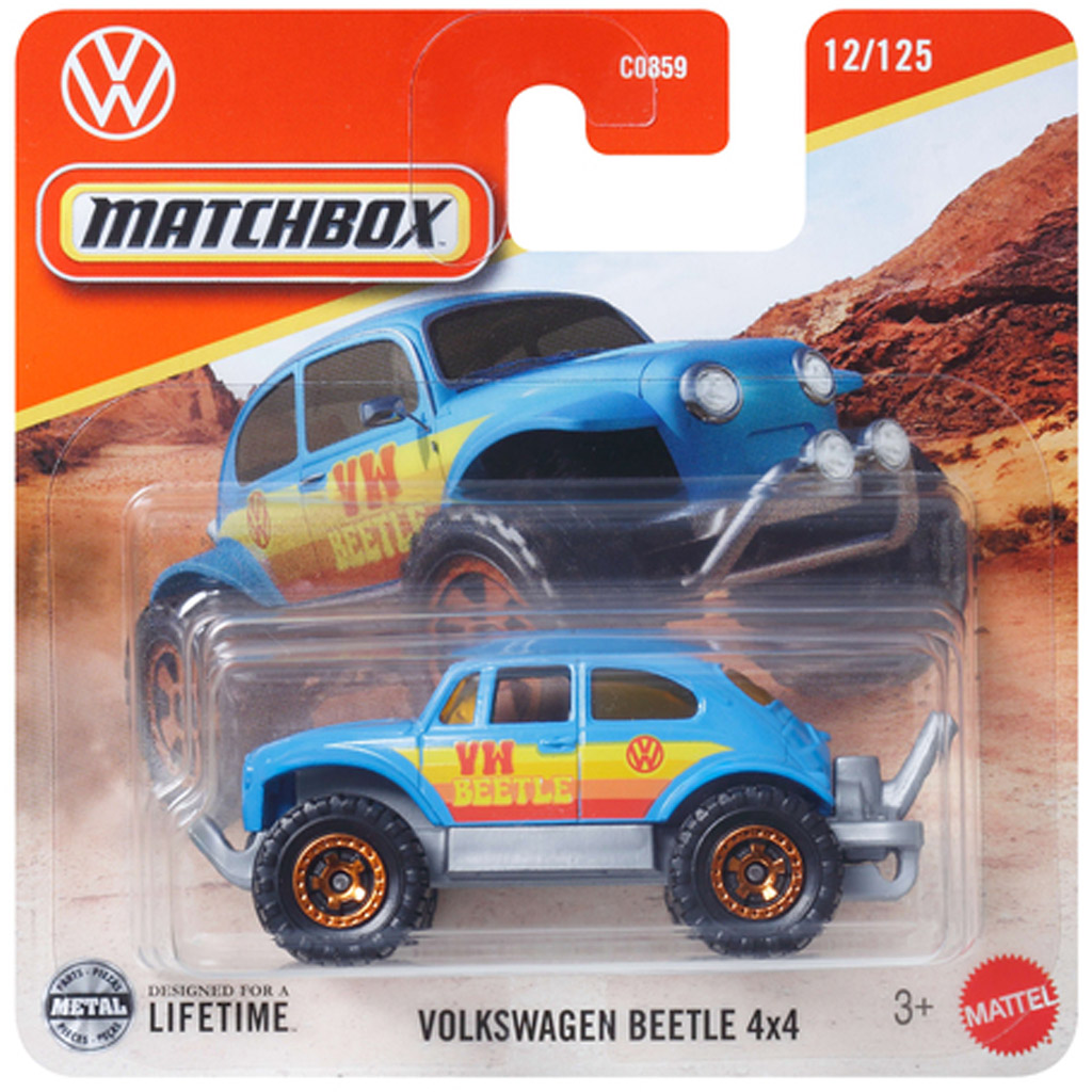 Matchbox: Volkswagen Beetle 4x4 blaues Spielzeugauto 1/64 - Mattel