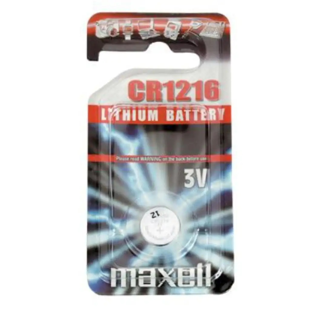 Maxell: Alkalische Lithium-Knopfzelle CR1216 1 Stück in Blisterverpackung