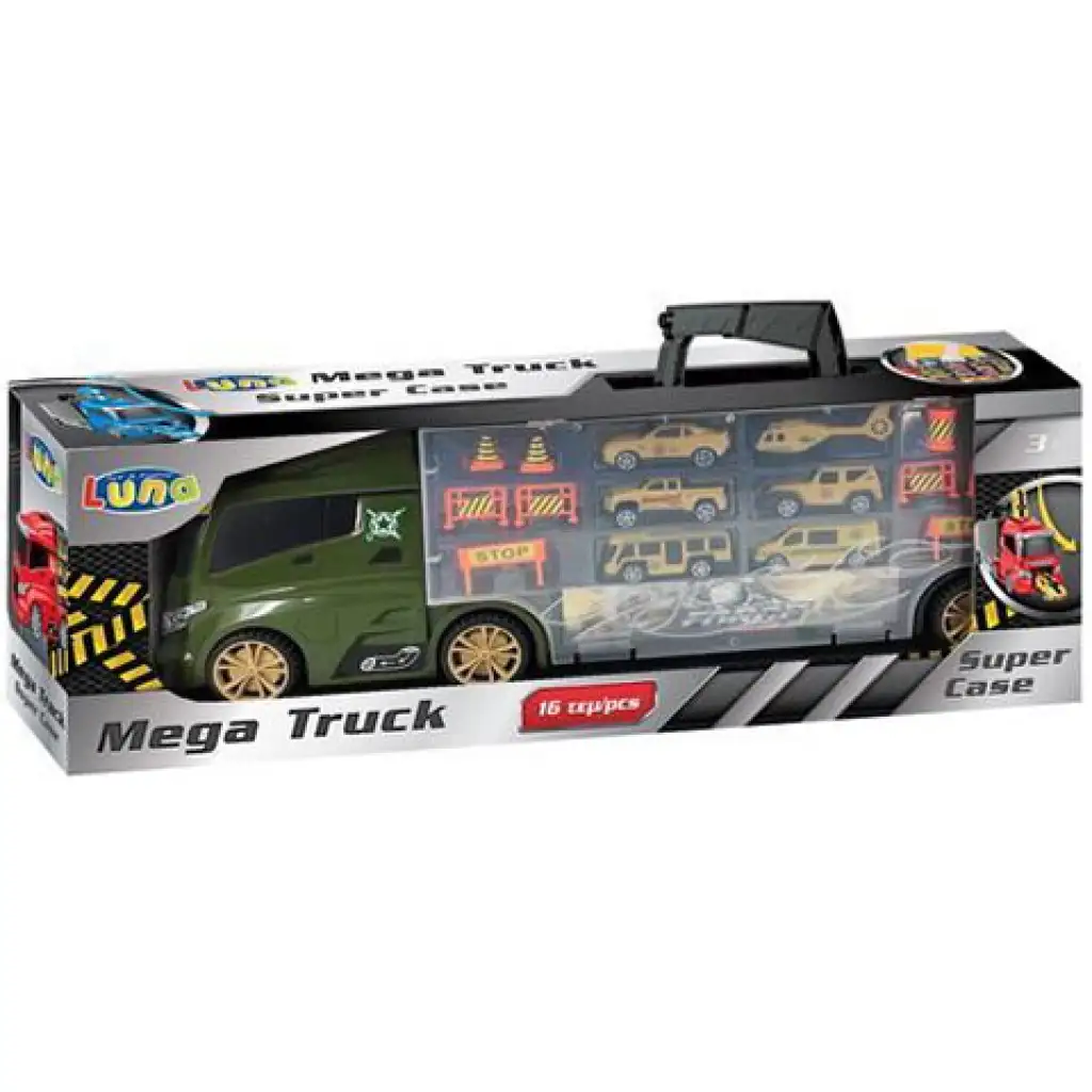 Mega Militär-LKW tragbares Spielset 16-teilig