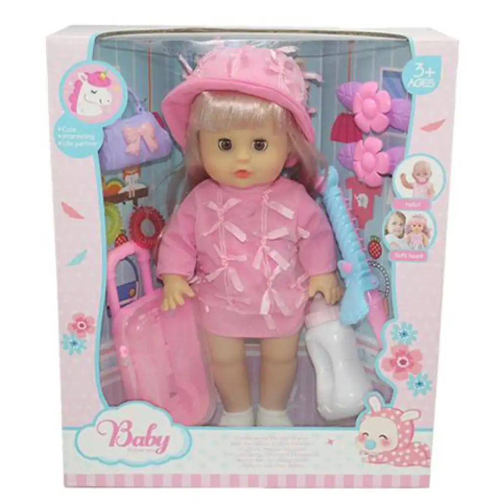 Melani 36 cm große Puppe, die pinkelt, mit Koffer, Zubehör und Soundeffekten kép 2