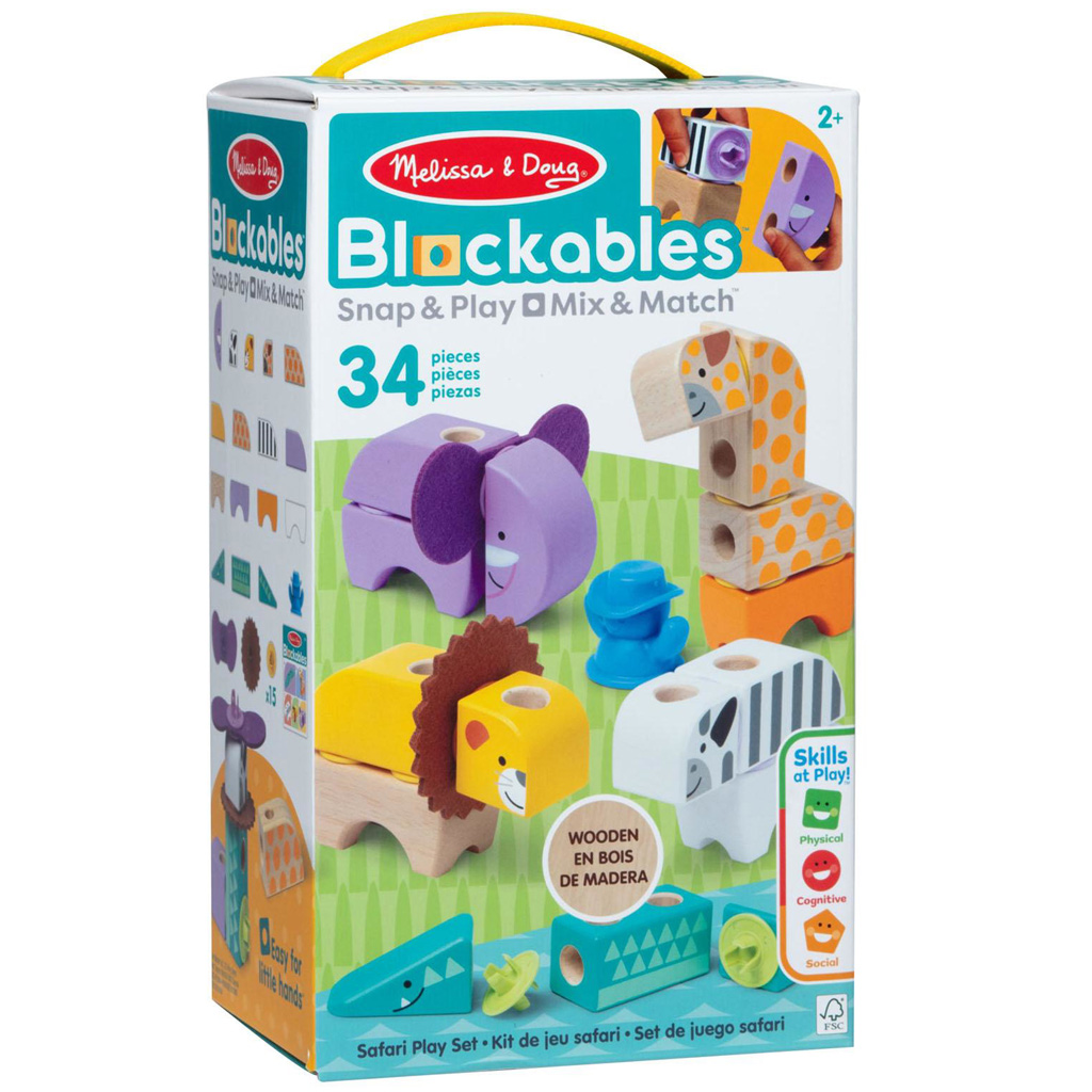 Melissa & Doug: Blockables – Safari-Holzspielset mit Tieren – Spin Master