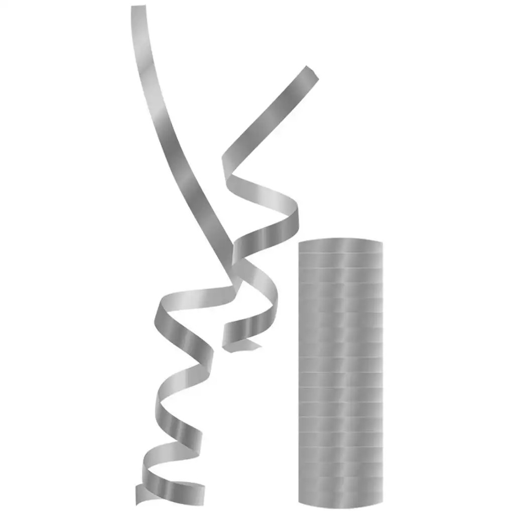 Metallsilberfarbene Luftschlange – 1 Stk.