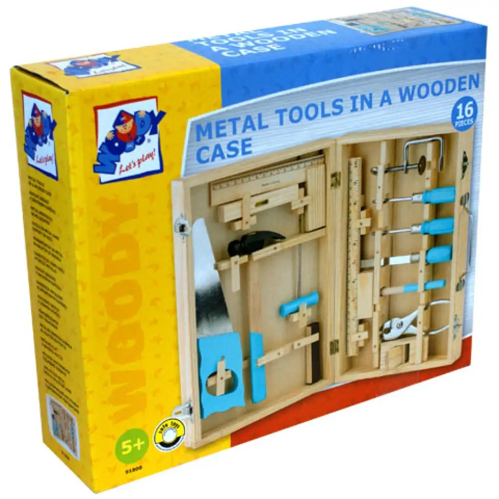 Metallwerkzeuge in Holzkiste 16-teilig - Woodyland