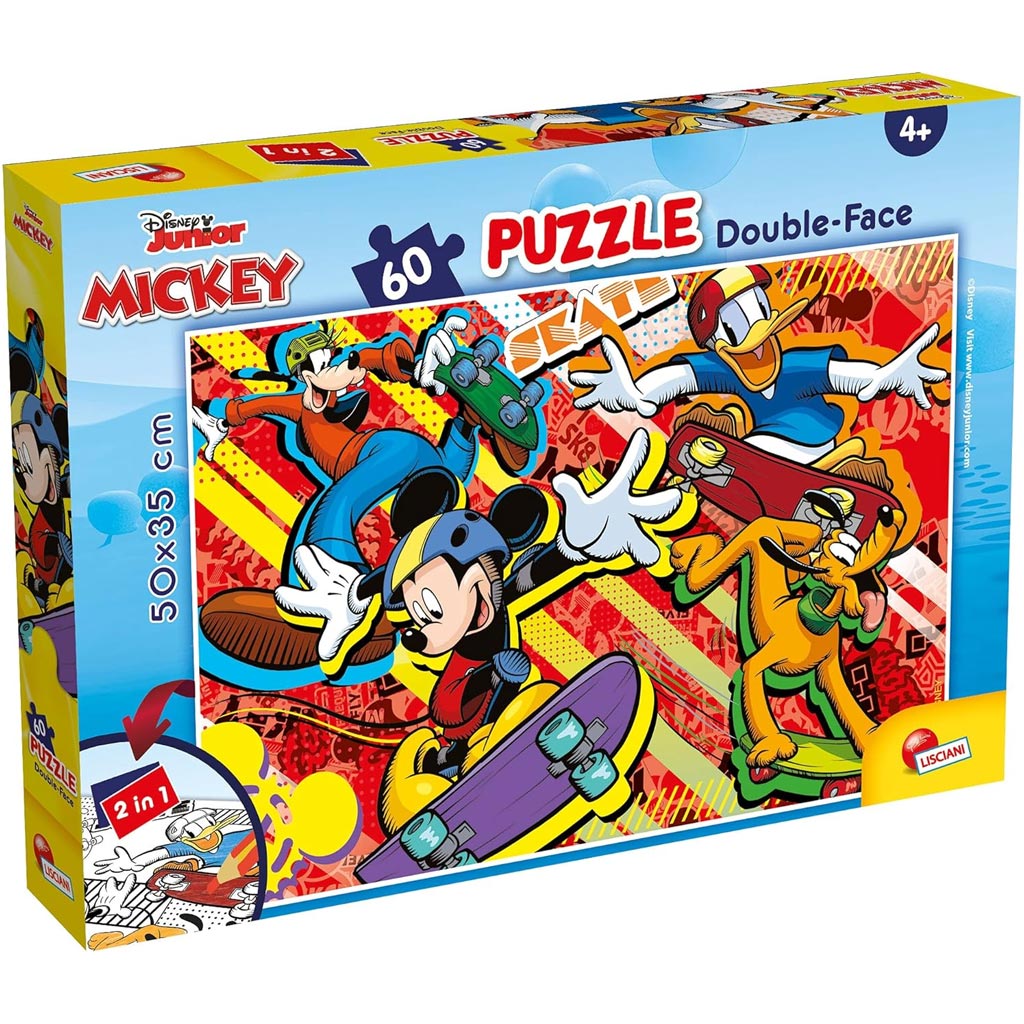 Micky Maus 2-in-1 60-teiliges Puzzle und Malbuch 50x35cm – Lisciani