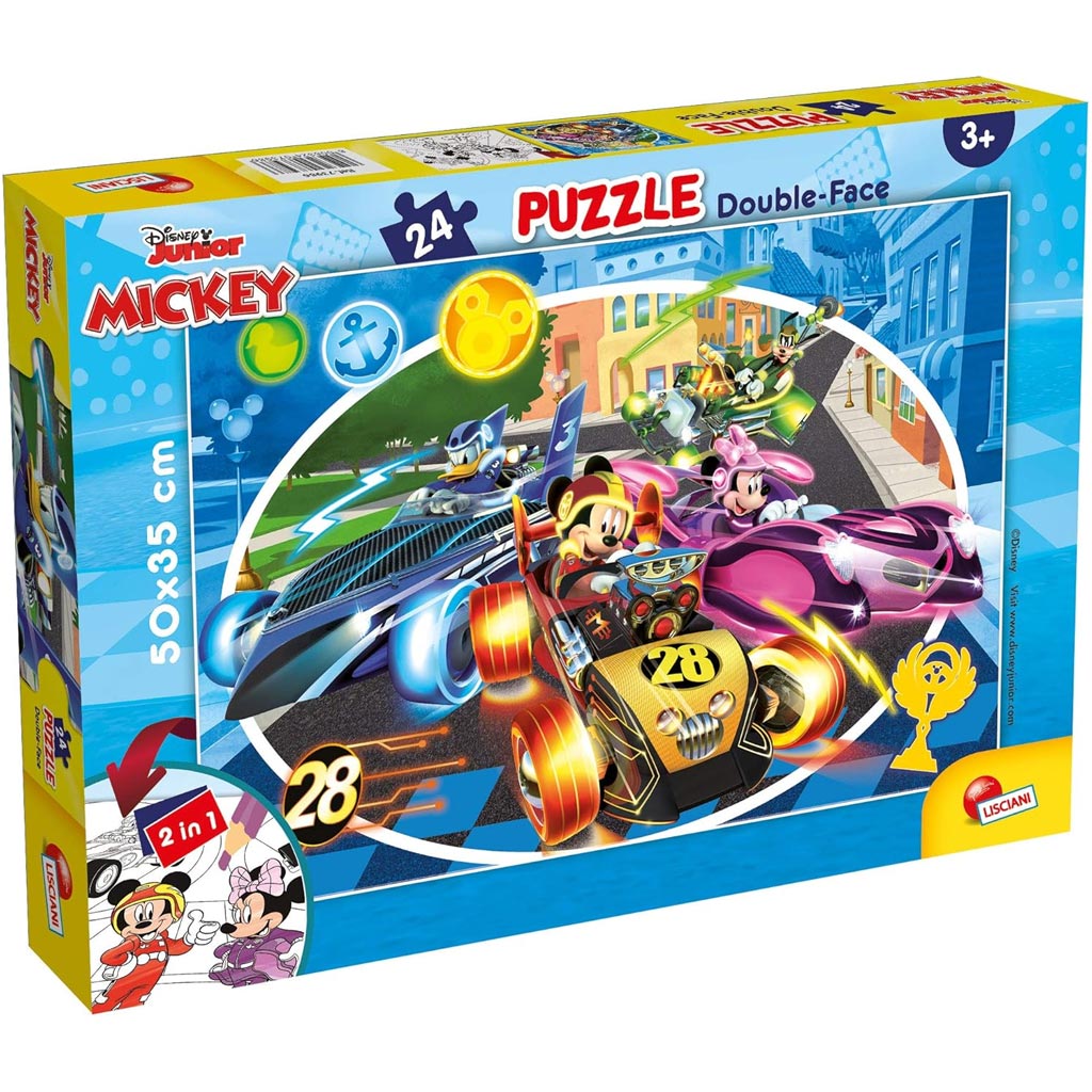 Micky Maus 2-in-1 Puzzle und Malset mit 24 Teilen, 50x35 cm – Lisciani