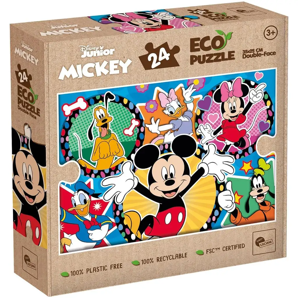 Micky Maus und seine Freunde 2-in-1 24-teiliges Eco-Mini-Puzzle und Ausmalbild 35x25cm – Lisciani