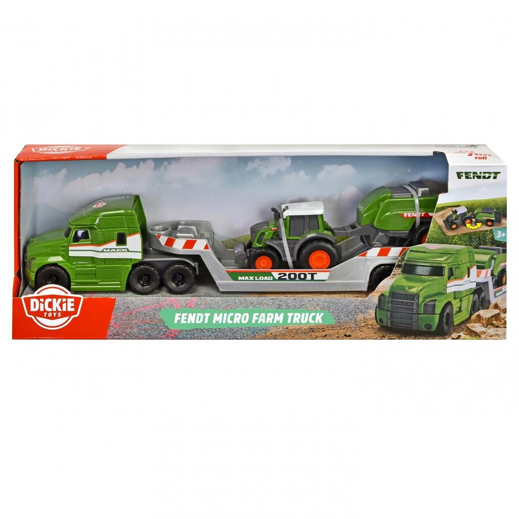 Mikro-Transport-Lkw mit Fendt-Traktor und Ballenpresse – Dickie Toys