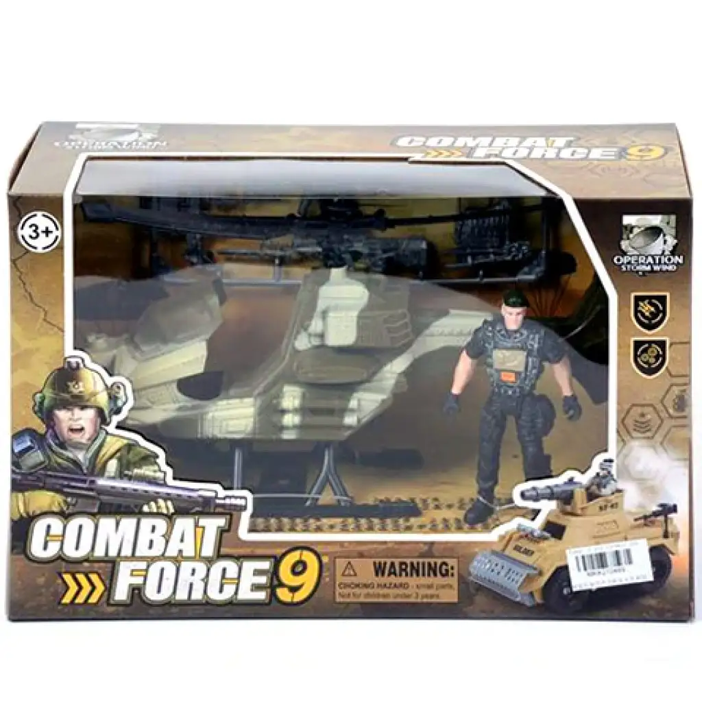 Militärhubschrauber mit Figur