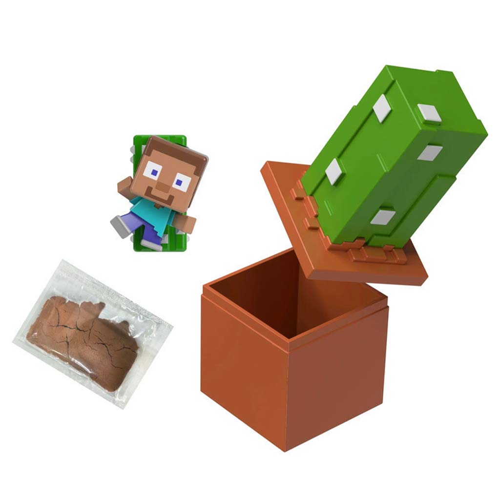 Minecraft Enthüllungs-Minifigur im Aufbewahrungsbehälter – Kaktus – Mattel