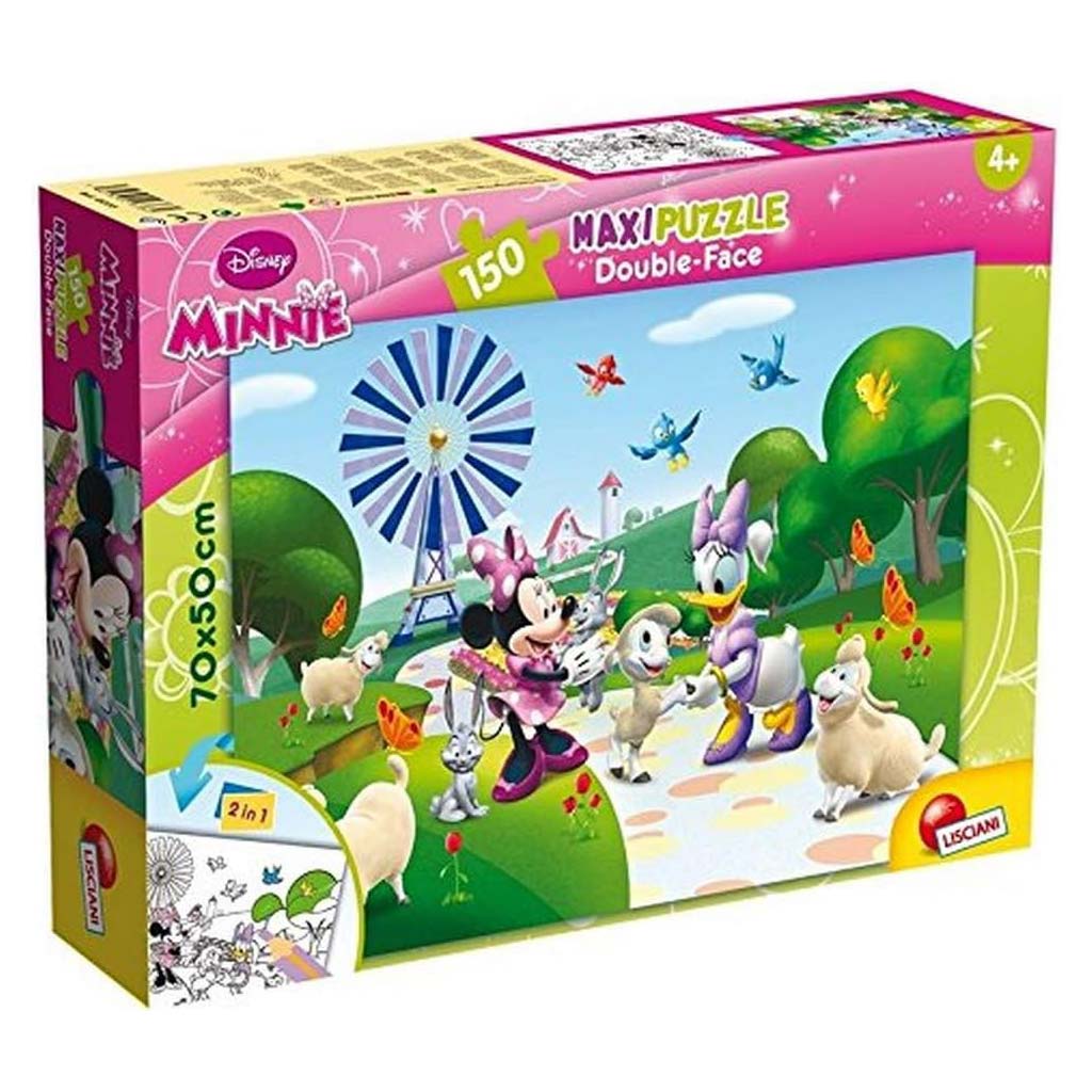 Minnie Maus 2-in-1 Maxi 150-teiliges Puzzle und Malbuch 70x50 cm – Lisciani