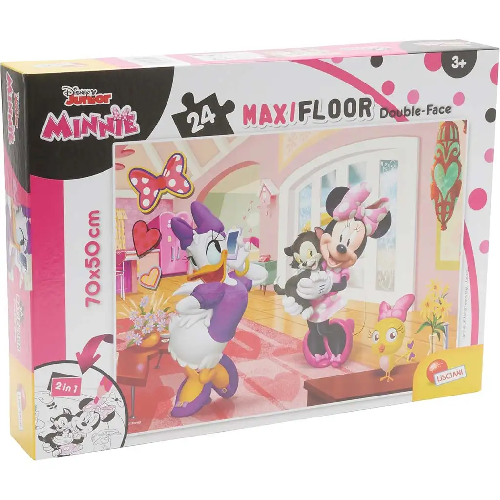 Minnie Maus 2-in-1 Maxi 24-teiliges Puzzle und Malset 70x50 cm – Lisciani
