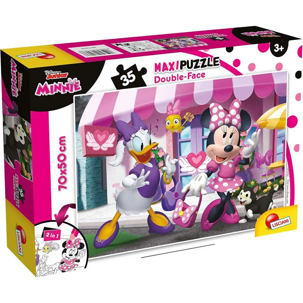 Minnie Maus 2-in-1 Maxi-Puzzle mit 35 Teilen und Malvorlage 70x50 cm – Lisciani