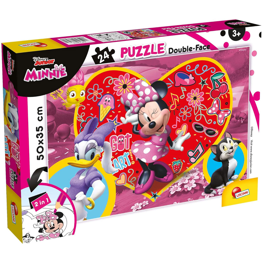 Minnie Maus 2-in-1 Puzzle und Ausmalbild, 24 Teile, 50x35 cm – Lisciani