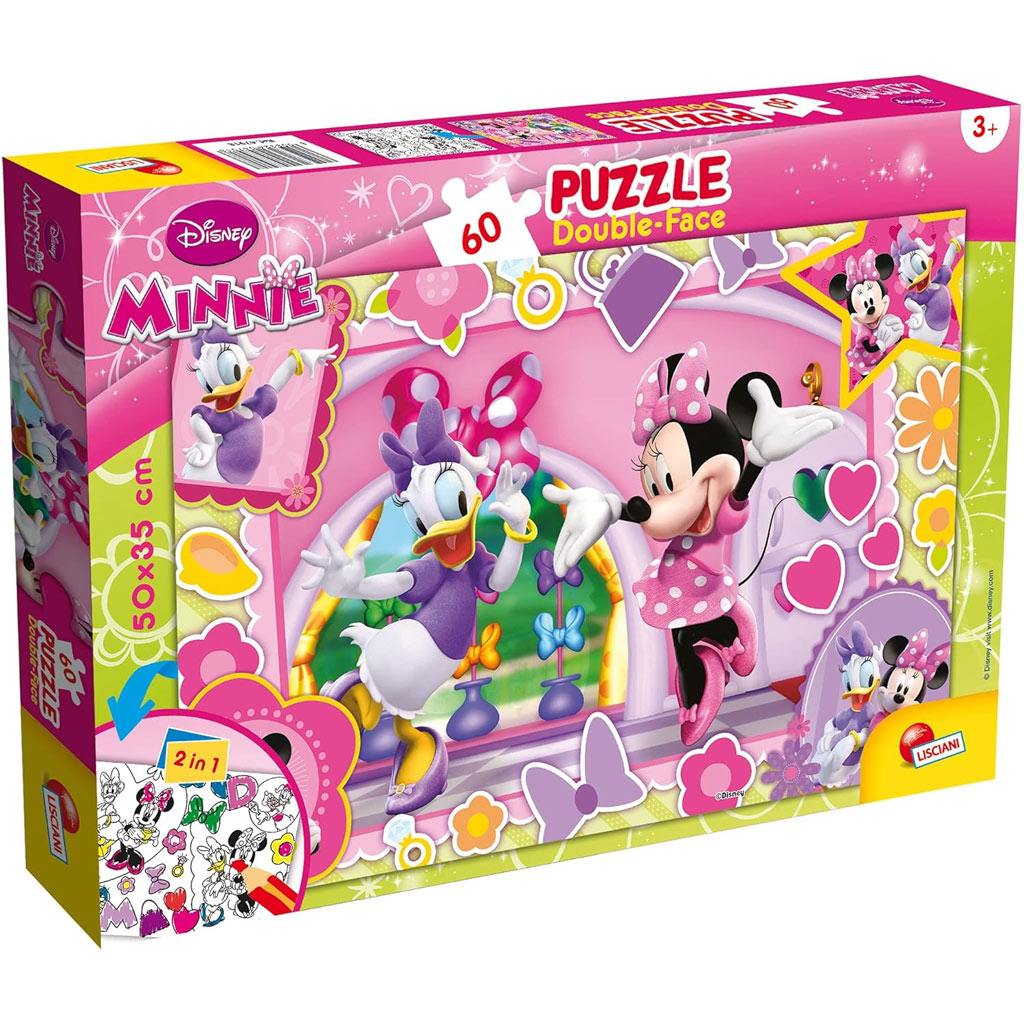 Minnie Maus 2-in-1 Puzzle und Malset, 60 Teile, 50x35 cm – Lisciani