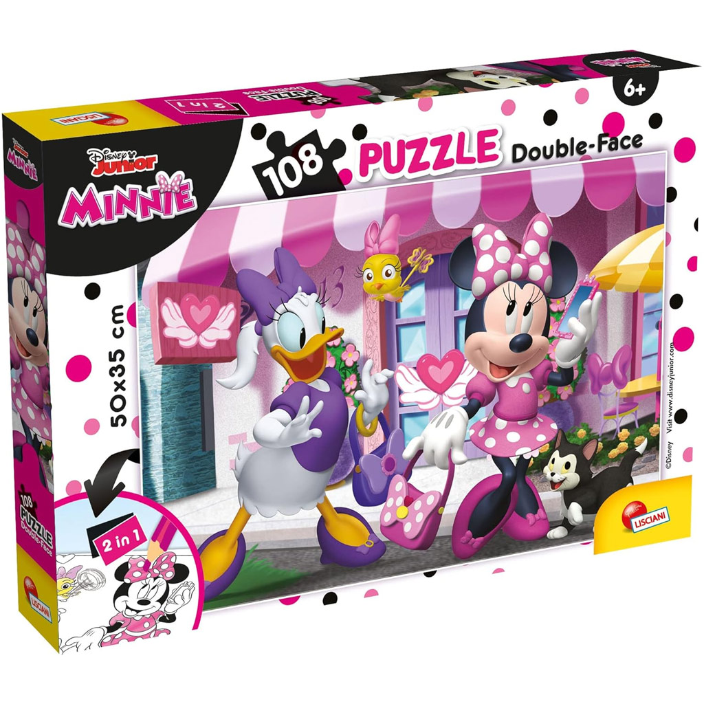 Minnie Maus 2-in-1 Puzzle und Malset mit 108 Teilen, 50x35 cm – Lisciani