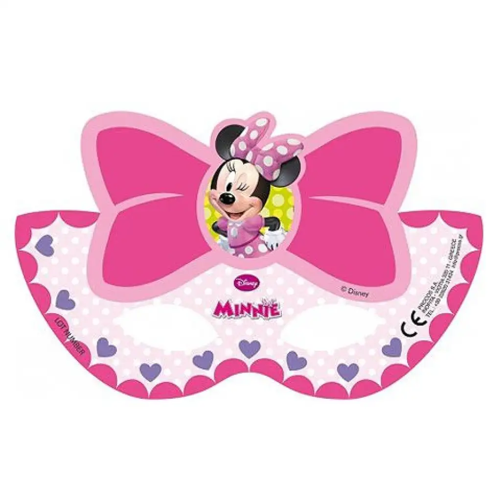 Minnie Maus rosa Papiermaske 6 Stück