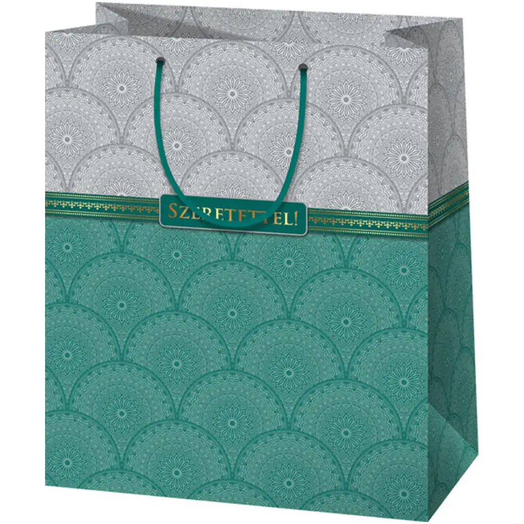 Mit Liebe! Elegante Geschenktasche in Übergröße mit goldener Einlage 33x15x44cm