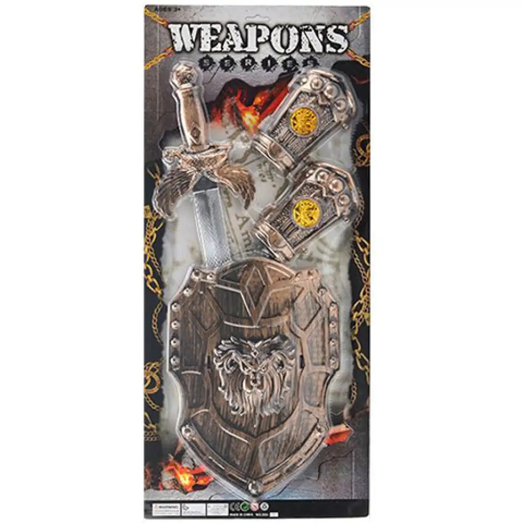 Mittelalterliches Schwert mit Schild und Handschutz