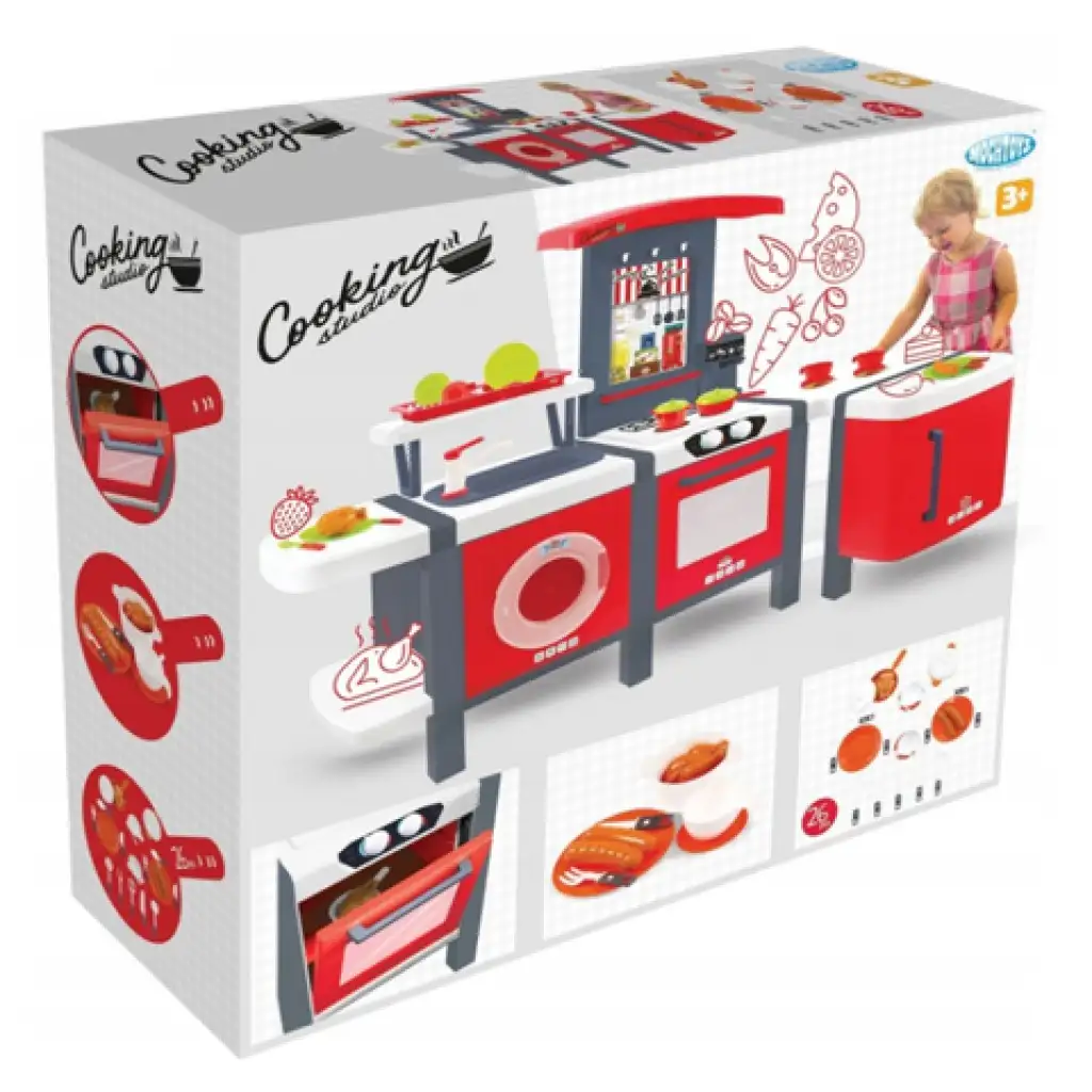 Mochtoys: Cooking Studio XXL Spielküche mit 28 Zubehörteilen 141x68x101cm kép 2