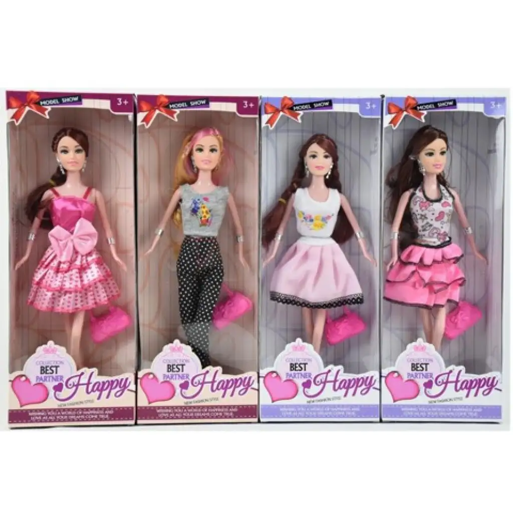 Model Show: Puppe in modischer Kleidung, mit Accessoires in verschiedenen Varianten