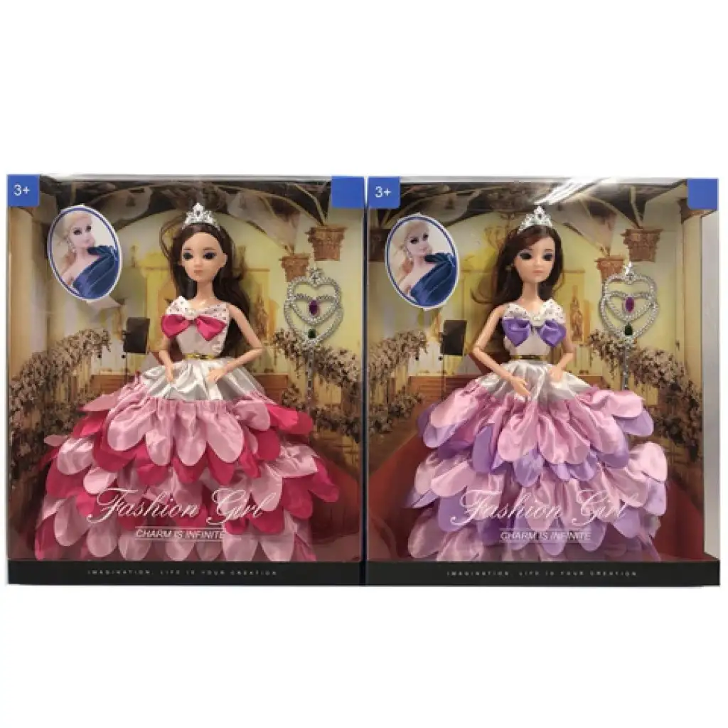 Modepuppe im Ballkleid, 28 cm, in zwei verschiedenen Varianten