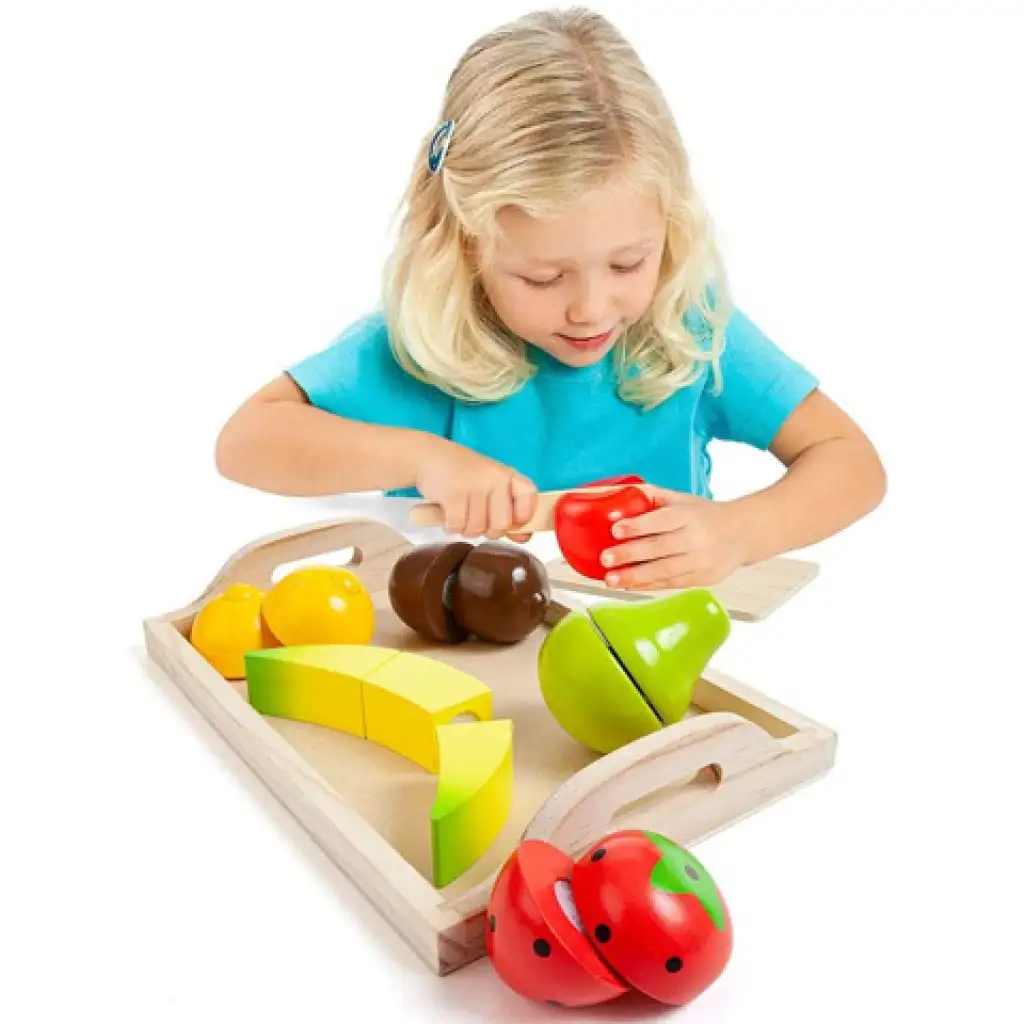 Molto: Obstset aus Holz mit Tablett, 9-teilig kép 3