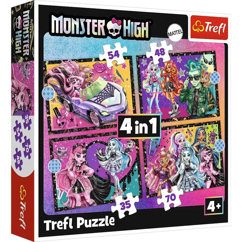Monster High: Elektrisierender Tag 4-in-1 Puzzle - Trefl