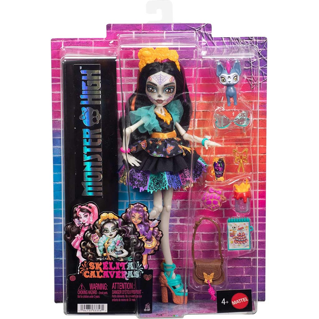 Monster High Skelita Calaveras Puppe mit Zubehör – Mattel