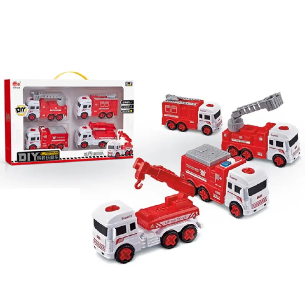 Montierbare Feuerwehrfahrzeuge 4er-Set