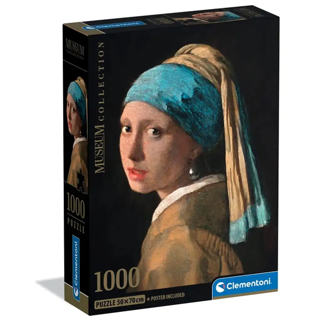 Museum Collection: Johannes Vermeer - Mädchen mit dem Perlenohrring 1000-teiliges Puzzle mit Poster - Clementoni