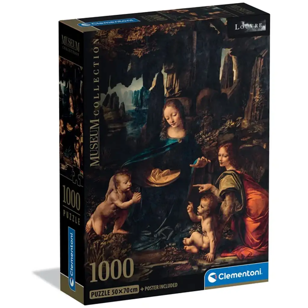 Museum Collection: Leonardo da Vinci - Die Felsgrottenmadonna 1000-teiliges Puzzle mit Poster - Clementoni