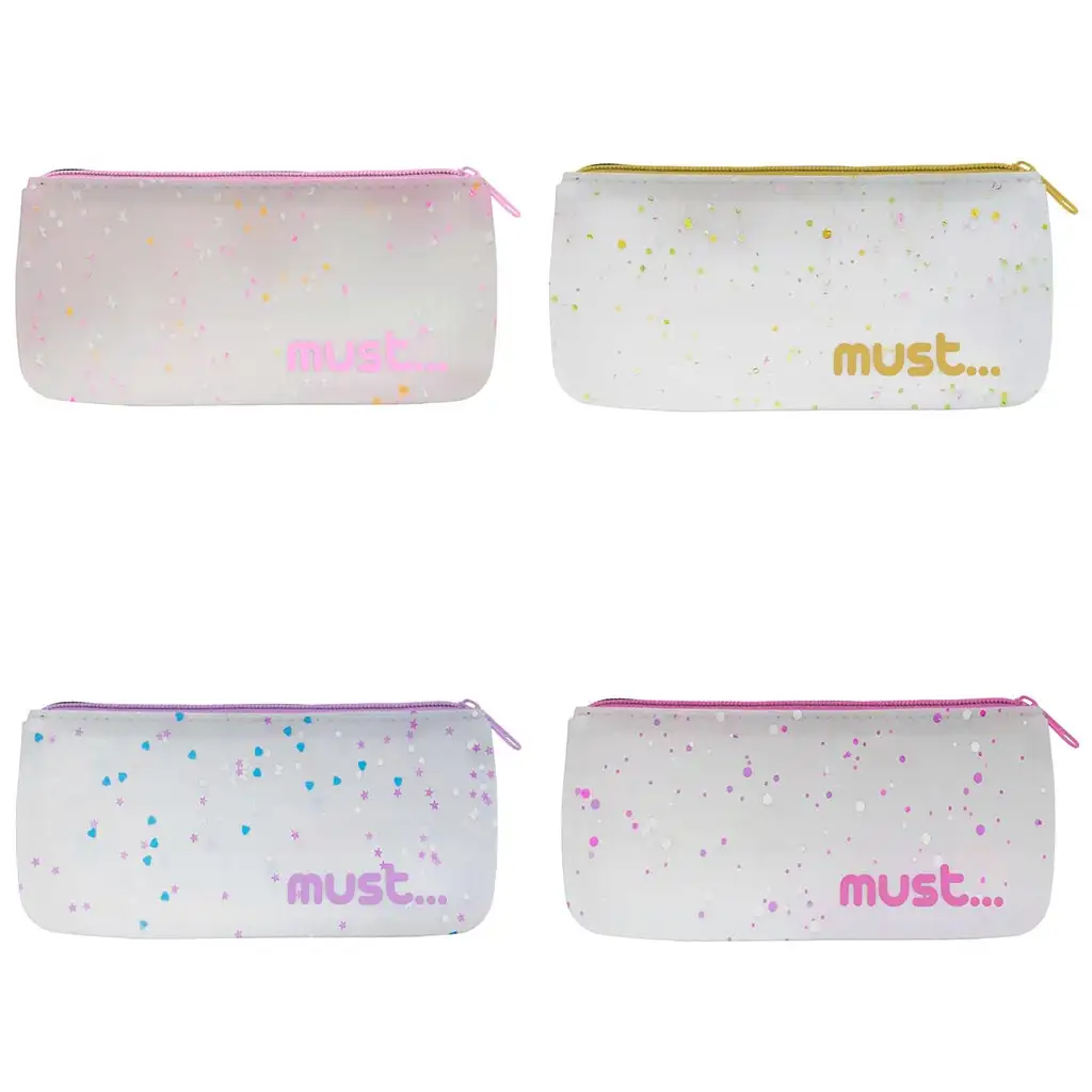 Must: Silikon-Federmäppchen mit Konfetti-Design in vier Varianten 20x10cm kép 2