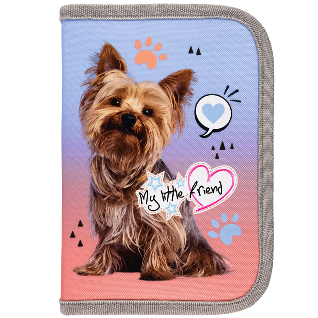 My Little Friend - Ausklappbares Federmäppchen mit Grey Yorkie Muster 21x14x3,5cm