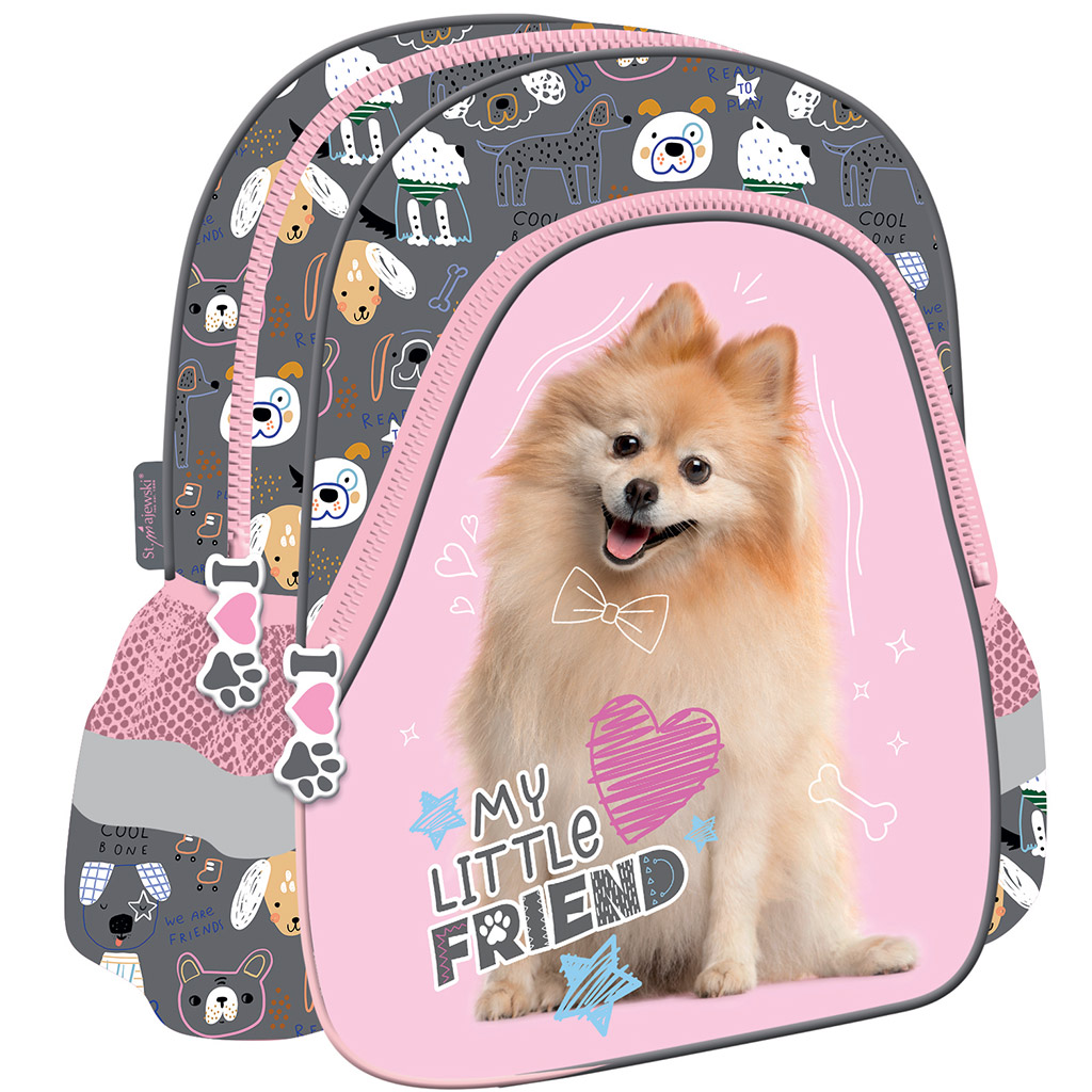 My Little Friend Süßer Pomeranian Kindergarten-Rucksack mit Hundemotiv 28x25cm