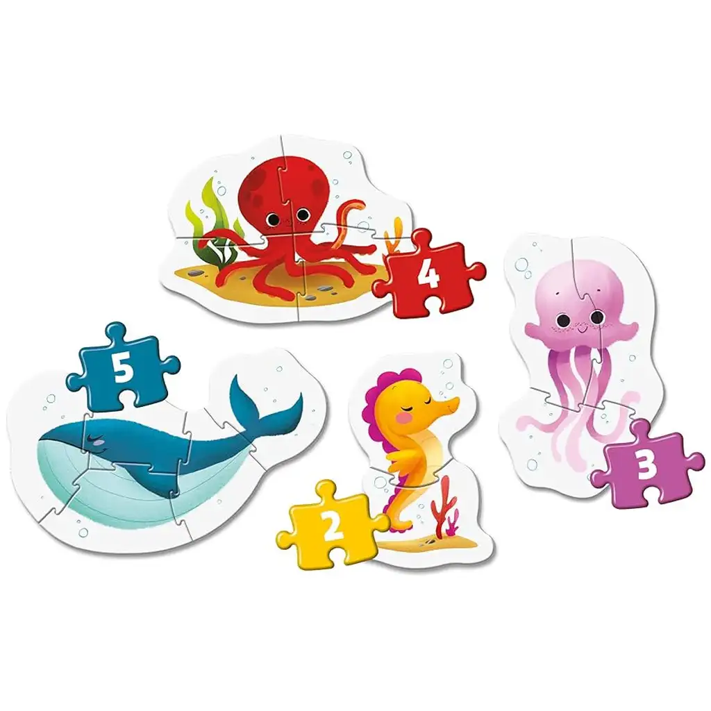 MyFirst Puzzle: 4 in 1 Unterwassertiere Supercolor Baby Puzzle - Clementoni kép 2