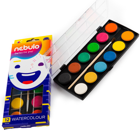 Nebulo: 12-farbiger Wasserfarbensatz mit 28mm Scheiben
