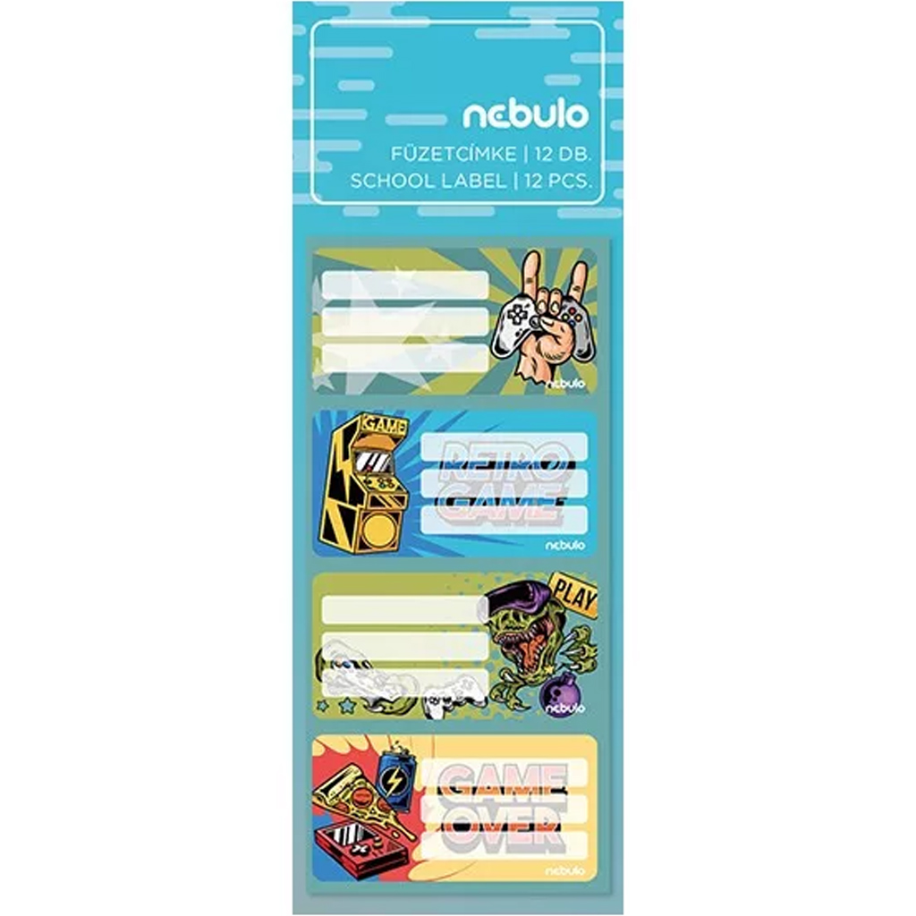 Nebulo: Gamer-Motiv Heftetiketten 12er-Set