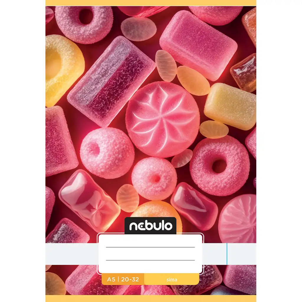Nebulo: Geheftetes einfaches Heft A5 20-32 Süßes Muster - Süßigkeiten