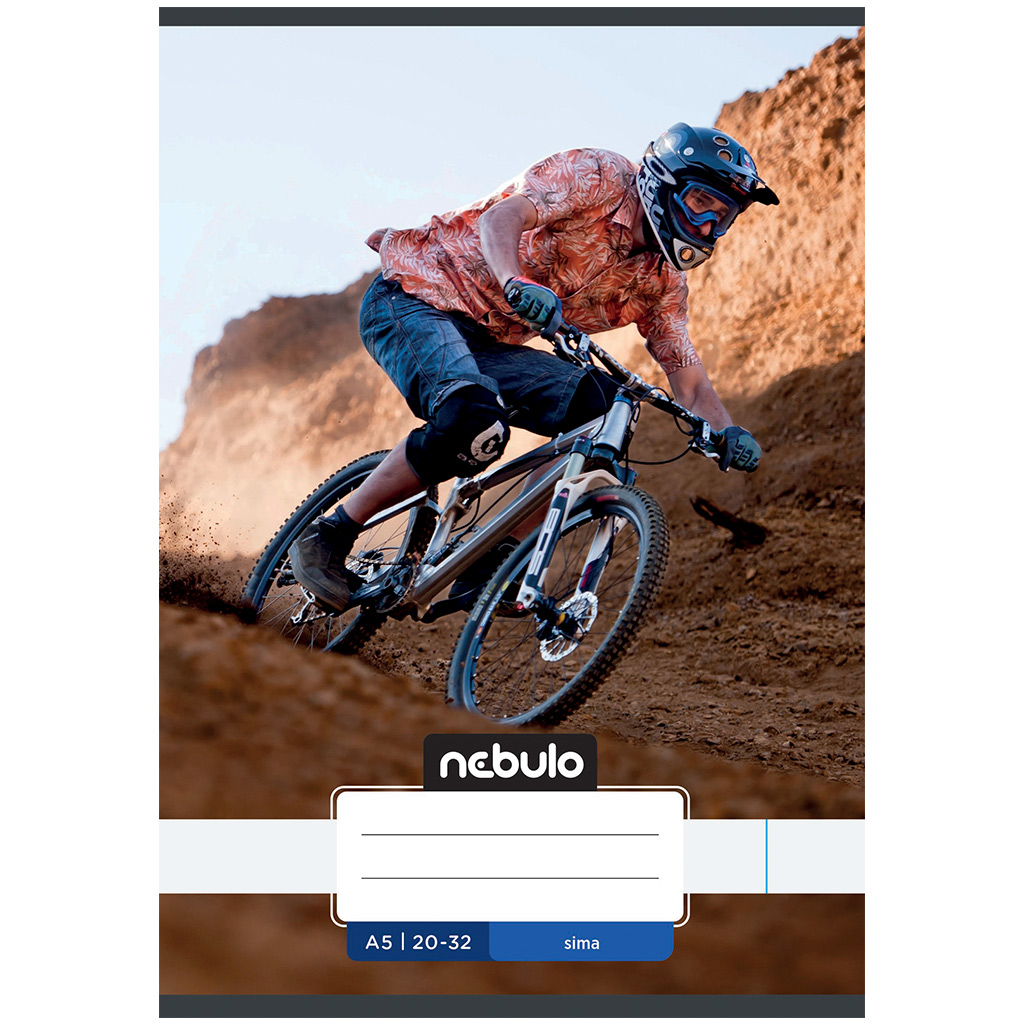 Nebulo: Geheftetes, glattes Heft mit Mountainbike-Muster, 20-32 Blatt, A/5