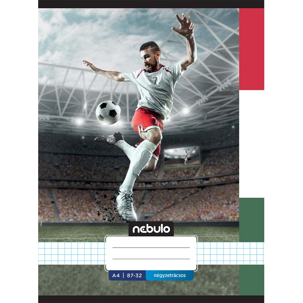 Nebulo: Geheftetes kariertes Fußballheft mit ungarischem Muster 87-32 A/4