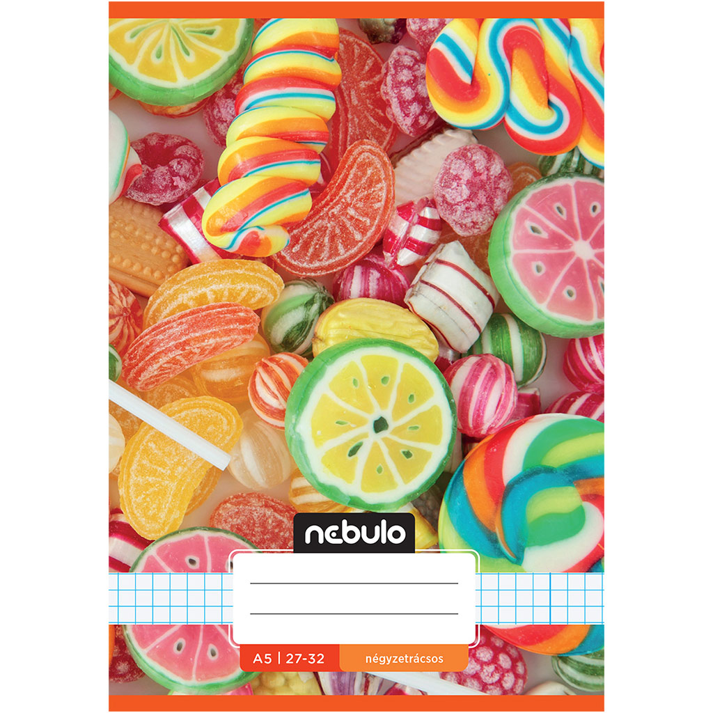 Nebulo: Geheftetes kariertes Heft mit Bonbon-Muster 27-32 A/5