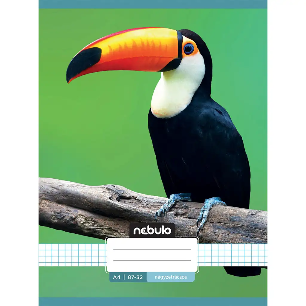 Nebulo: Geheftetes kariertes Heft mit Tukan-Muster 87-32 A/4