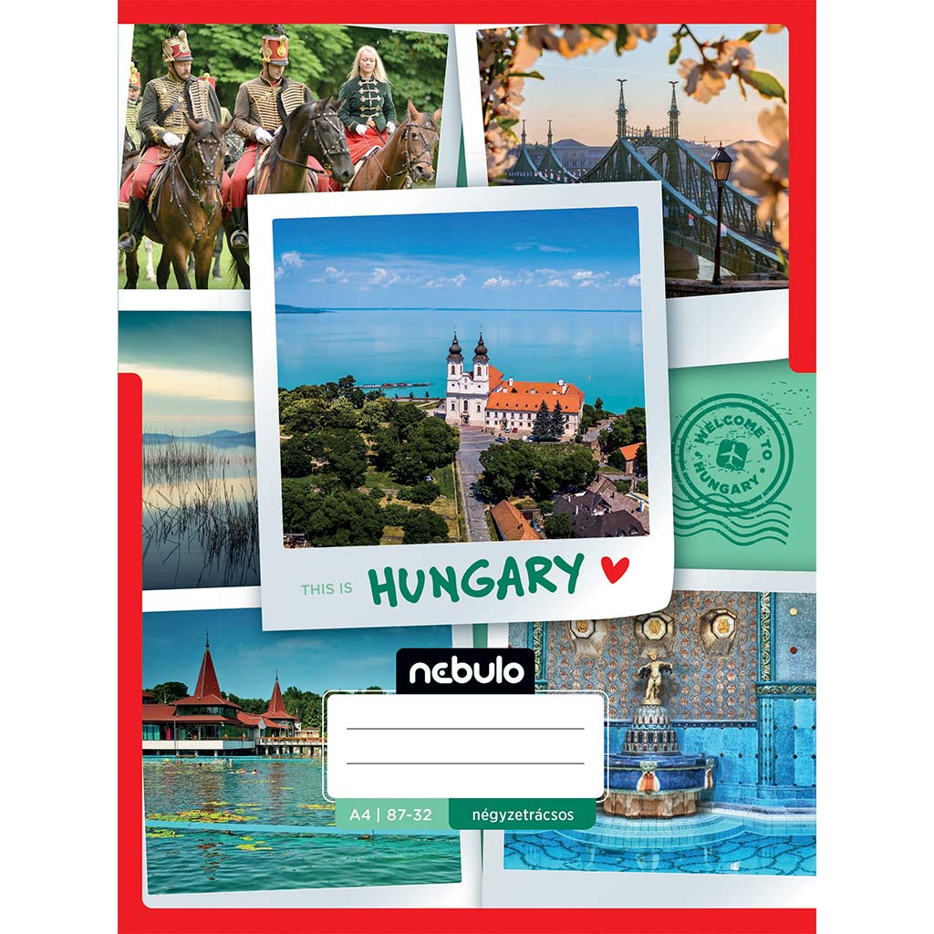 Nebulo: Geheftetes kariertes Heft mit Ungarn-Muster 87-32 A/4