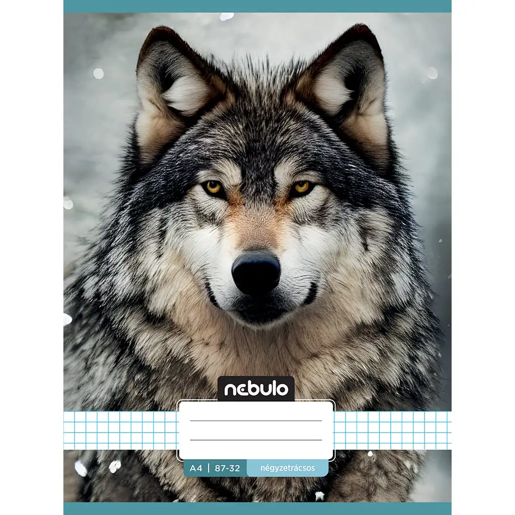 Nebulo: Geheftetes kariertes Heft mit Wolfsmuster 87-32 A/4