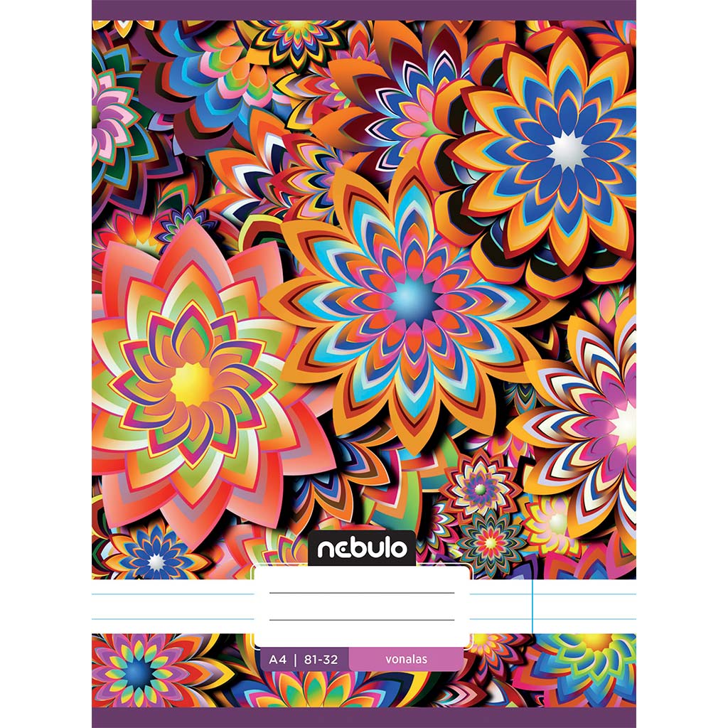 Nebulo: Geheftetes, liniert, fraktal-blumengemustertes Heft 81-32 A/4