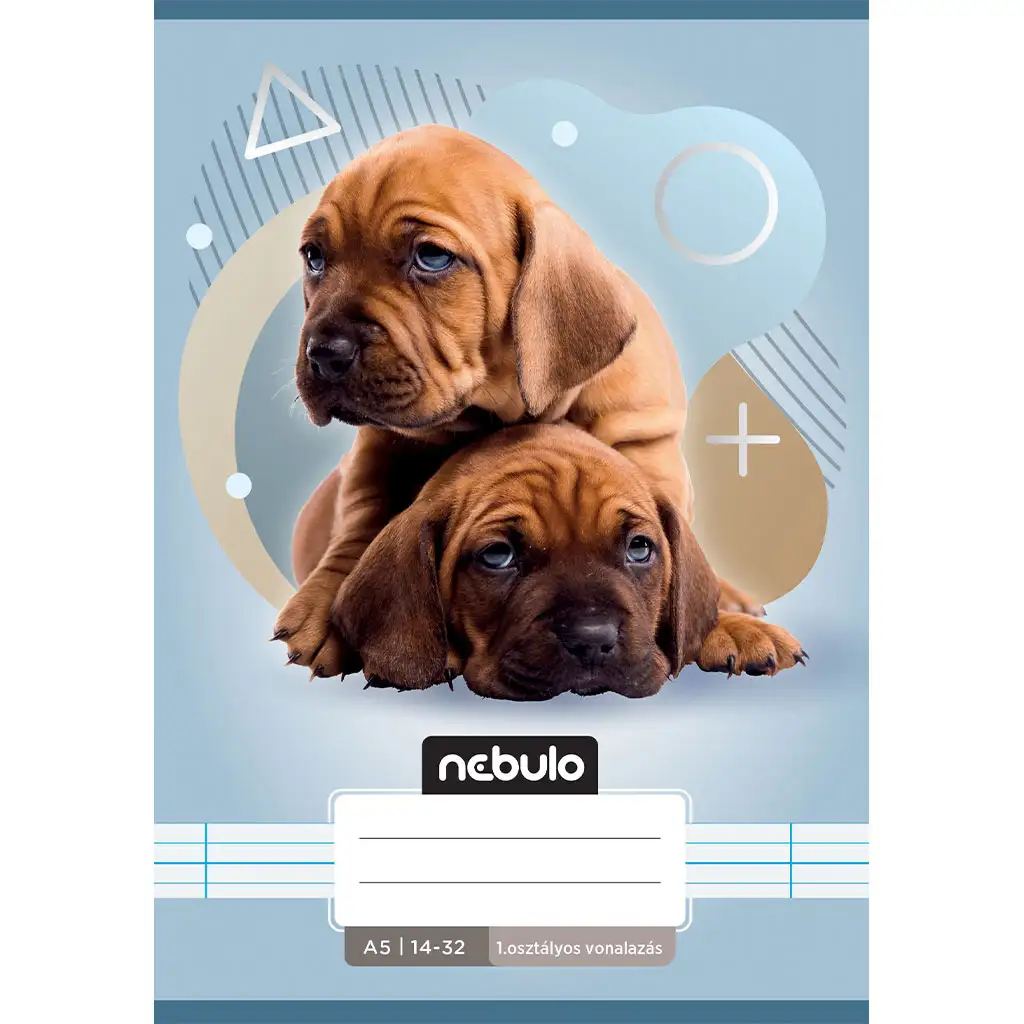 Nebulo: Geheftetes liniertes Heft für die 1. Klasse A5 14-32 Tiere - Hundemotiv