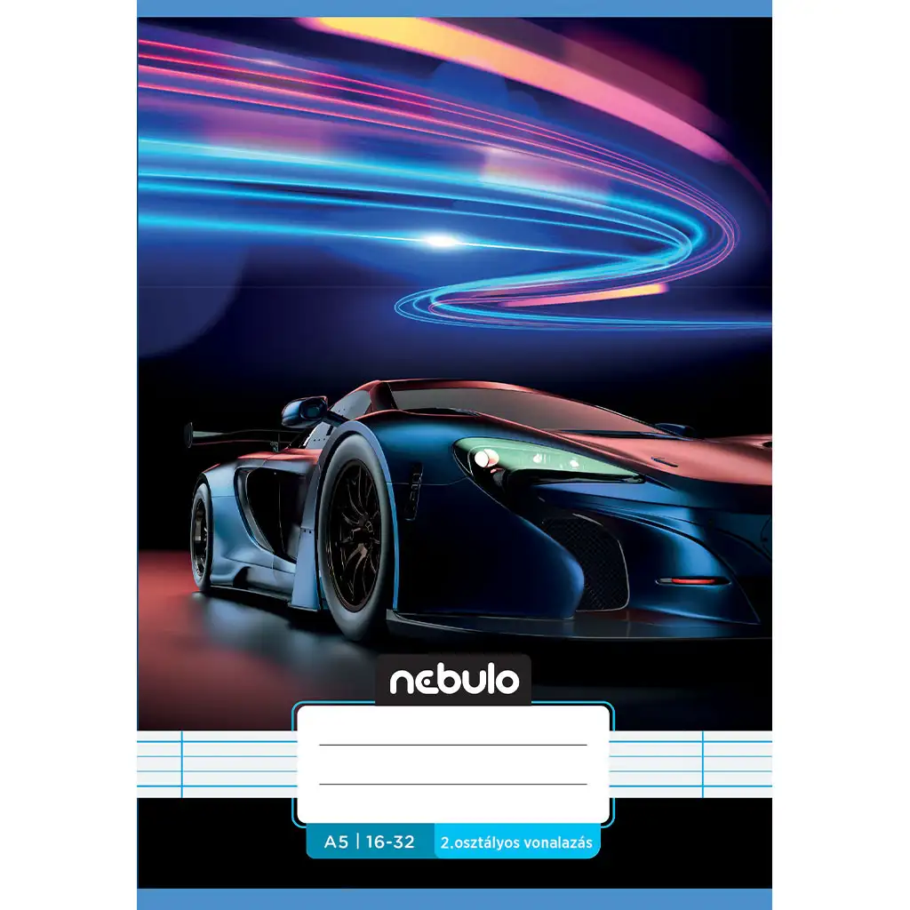 Nebulo: Geheftetes liniertes Heft für die 2. Klasse A5 16-32 Cooles Design - Autos
