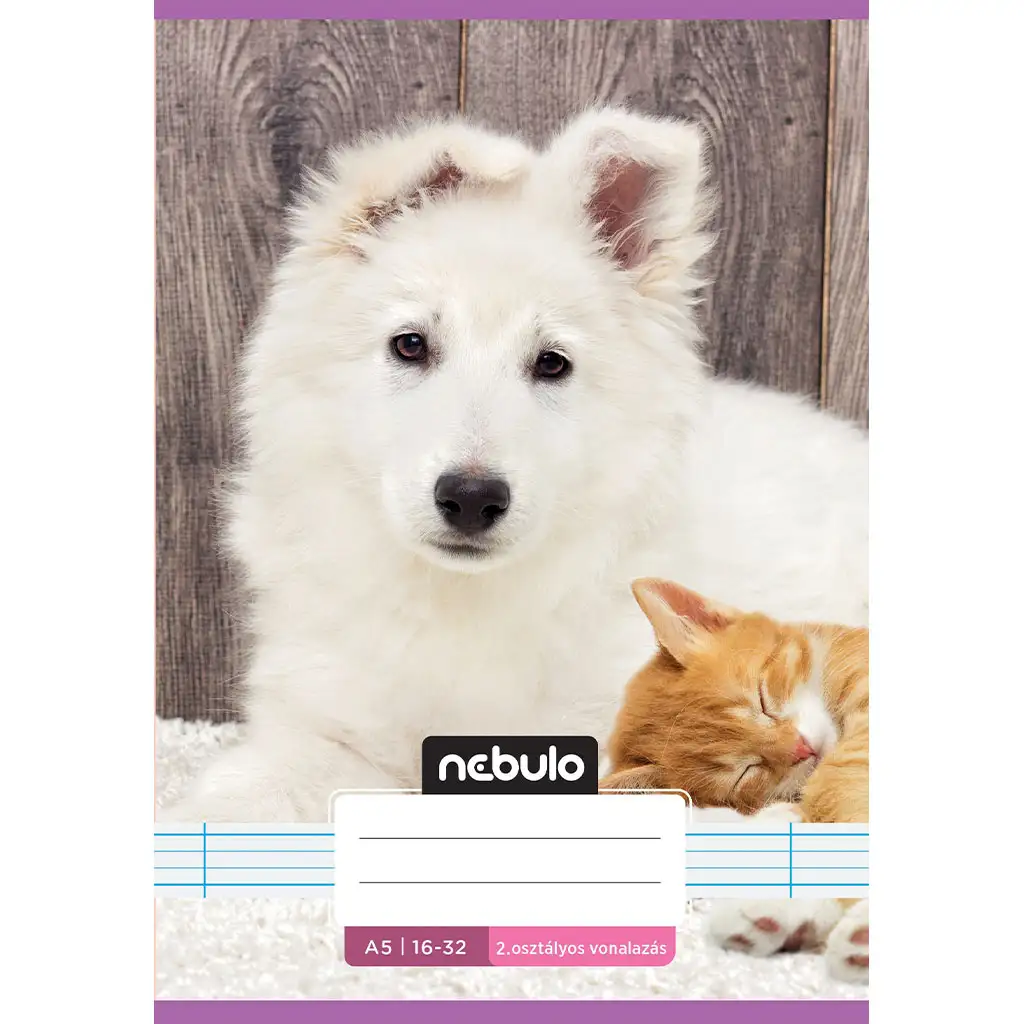 Nebulo: Geheftetes liniertes Heft für die 2. Klasse, A5, 16-32 Seiten, niedliches Muster – Freundliche Haustiere