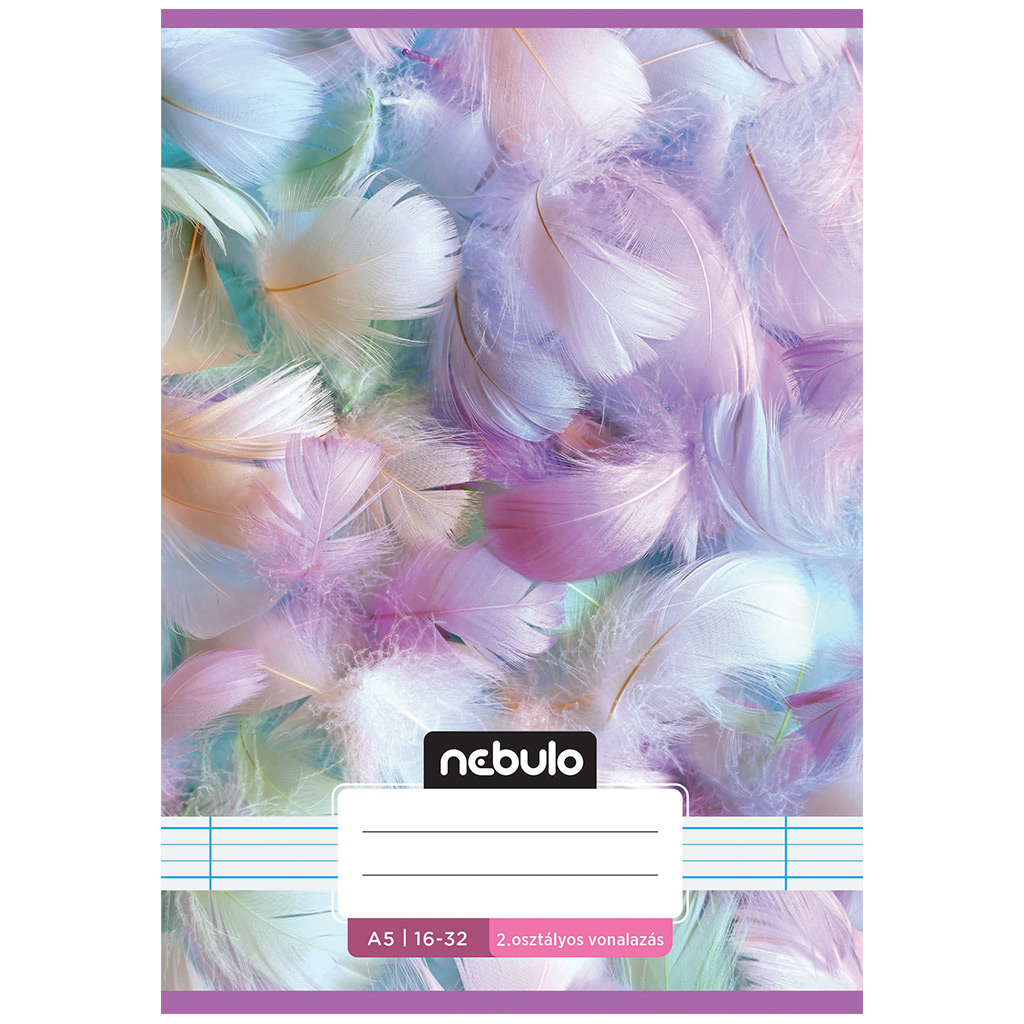 Nebulo: Geheftetes liniertes Heft für die 2. Klasse mit Feder-Muster, 16-32 A/5